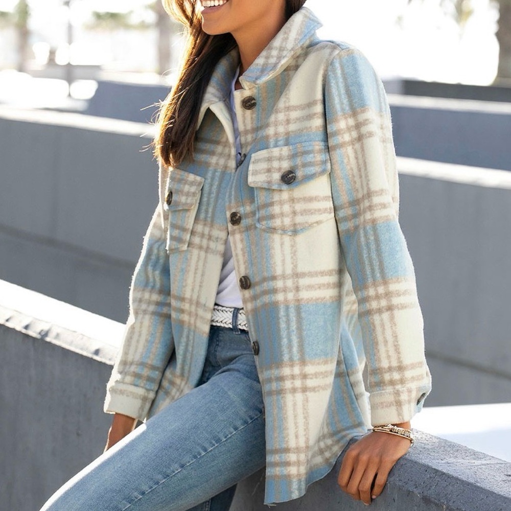 Plaid Button-Up Jacket